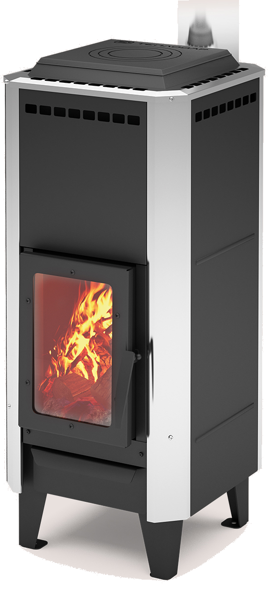 Отопительно-варочная печь-камин Теплодар ВЕРТИКАЛЬ Металлика 12 kW ...