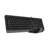 SET TASTATURA + MOUSE A4TECH F1010, CU FIR, NEGRU/GRI