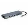 ВИДЕОАДАПТЕР CABLEXPERT A-CM-COMBO8-01, USB TYPE-C - LAN, VGA, HDMI, USB TYPE-C, USB TYPE-A, SD CARD-READER, DISPLAYPORT, ,СЕРЫЙ