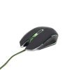 GEMBIRD MUSG-001-G, GAMING OPTICAL MOUSE, 2400DPI ADJUSTABLE, 6 BUTTONS,  ILLUMINATED SCROLL WHEEL, LOGO AND SIDE ACCENTS; NON-SLIP RUBBERIZED ERGONOMIC DESIGN, PRACTICAL TANGLE FREE NYLON MESH CABLE, USB, BLACK-GREEN