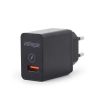 UNIVERSAL USB CHARGER - GEMBIRD EG-UQC3-01, 1XUSB QC3.0 OUTPUT: DC 3.8V...6.5V / 3A, 6.5V...9V / 2A, 9V...12V / MAX 1.5A, INPUT: 100/240V, BLACK