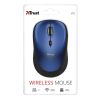 TRUST YVI WIRELESS MOUSE - BLUE, 8M 2.4GHZ, MICRO RECEIVER, 800-1600 DPI, 4 BUTTON, RUBBER SIDES FOR COMFORT AND GRIP, USB