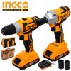 НАБОР ШУРУПОВЕРТ АККУМУЛЯТОРНЫЙ+ГАЙКОВЁРТ УДАРНЫЙ, INGCO CKLI2007 LI-ION 20V/2A