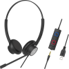 CASTI CU FIR CALL CENTER TELLUR VOICE 420 ,BINAURAL ,USB JACK 3.5MM , NEGRU TLL411006