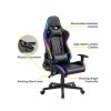 ИГРОВОЕ КРЕСЛО LUMI GAMING CHAIR CH06-30 WITH HEADREST & LUMBAR SUPPORT & RGB LIGHTS, BLACK, PVC LEATHER, 2D ARMREST, STEEL FRAME, 350MM NYLON PLASTIC BASE, NYLON CASTER, 80MM CLASS 4 GAS LIFT, WEIGHT CAPACITY 150 KG