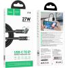 КАБЕЛЬ USB НА LIGHNING HOCO “U118 TRIUMPH” / 1.2M / ZINC ALLOY / 27W / UP TO 3A / BLACK