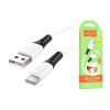 КАБЕЛЬ USB НА USB-C HOCO  X82 / 1M / SILICONE / UP TO 3A / WHITE
