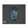 TRUST GXT 783 IZZA GAMING MOUSE & MOUSE PAD (245X210), FULLY ILLUMINATED TOP, RUBBERIZED TOP COVER FOR A FIRM GRIP,  800 - 2400 DPI, 6 BUTTON, USB, BLACK