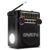 SVEN SRP-355 BLACK, FM/AM/SW RADIO, 3W RMS, 8-BAND RADIO RECEIVER, BUILT-IN AUDIO FILES PLAYER FROM USB-FASH, MICROSD AND SD CARD STORAGE DEVICES, TELESCOPIC SWIVEL ANTENNA, BUILT-IN BATTERY