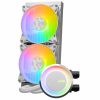 MSI MAG CORELIQUID E240 WHITE, 240MM RADIATOR, INTEL LGA 1851/1700/1200/115X & AMD AM5/AM4, 2X 120MM ARGB FDB FANS, 14.3 ~ 34.3 DBA, 75.04 CFM, 4-PIN PWM, PUMP W/ARGB: 3000 RPM ± 10%, 20 DBA, 4-PIN PWM, 200,000 HOURS, COOPER BASE, ROTATABLE WATER CAP FOR 