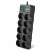 SURGE PROTECTOR SVEN SF-10E-16, 10 SOCKETS, CHILDREN PROTECTION, VARISTOR PROTECTION, NON-FLAMMABLE, 3680W, 1.8M, BLACK