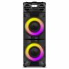 SVEN PS-1900, 1000W (2X500) DYNAMIC SWITCHABLE RGB BACKLIGHT, TWS, BLUETOOTH, FM, USB, LED DISPLAY, 2 MICROPHONE INPUTS FOR KARAOKE, NFC, AUDIO INPUT FOR CONNECTING AN ELECTRIC GUITAR, CARRYING HANDLE AND WHEELS, WOODEN BODY (MDF), 17.2 KG, BLACK