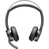 POLY VOYAGER FOCUS 2-M MICROSOFT TEAMS CERTIFIED STEREO BLUETOOTH HEADSET WITH CHARGE STAND, NOISE-CANCELLING DUAL-MIC + ACOUSTICFENCE TECHNOLOGY, 3 LEVELS OF ADVANCED HYBRID ANC, UP TO 25 HOURS OF WIRELESS TALK TIME, COMFORTABLE HEADBAND & EAR CUSHIONS, 