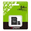 КАРТА ПАМЯТИ MICROSD  64GB KINGSTON CANVAS SELECT PLUS, 150MB/S + SD ADAPTER