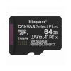 КАРТА ПАМЯТИ MICROSD  64GB KINGSTON CANVAS SELECT PLUS, 150MB/S + SD ADAPTER