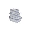 SET 3 VASE PENTRU DEPOZITARE DREPTUNGHIULARE CU MODEL OPTIC EMBOSAT