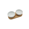 SET 2 BOLURI ROTUNDE CERAMICE PE SUPORT DIN BAMBUS