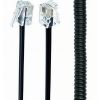 TELEPHONE HANDSET SPIRAL CORD, RJ10 (4P4C), 2 M, BLACK, TC4P4CS-2M