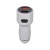 USB CAR CHARGER - TELLUR, CCY3 2XUSB (QC 3.0 + 2.4A), TYPE-C (2.4A), ALUMINIUM ALLOY, DISPLAYS VOLTAGE, WHITE  TLL151161