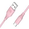 CABLE SILICONE TELLUR USB TO TYPE-C, 3A, 1M, PINK