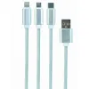 КАБЕЛЬ ДЛЯ ЗАРЯДКИ И СИНХРОНИЗАЦИИ CABLEXPERT CC-USB2-AM31-1M-S, USB TYPE-A/MICRO USB, TYPE-C, LIGHTING, 1М, СЕРЕБРИСТЫЙ