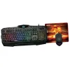SET TASTATURA + MOUSE + MOUSE PAD QUMO WARTIME, CU FIR, NEGRU