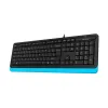 TASTATURA A4TECH FK10, CU FIR, NEGRU/ALBASTRU
