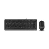 SET TASTATURA + MOUSE A4TECH F1010, CU FIR, NEGRU/GRI
