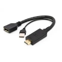 Видеоадаптер Cablexpert A-HDMIM-DPF-01, HDMI (M) - DisplayPort, USB Type-A, 0,1м, Чёрный