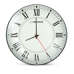 Clock Wall Esperanza ROMA  EHC018R White,  30 cm, plastic frame, Quiet movement, hook for easy installation, Power: 1x AA battery (not included)