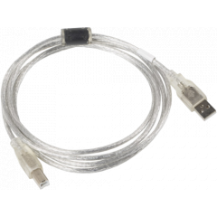 Cable USB AM-BM  1.8m LANBERG  (print)  with Ferrite core Transparent  CA-USBA-12CC-0018-TR