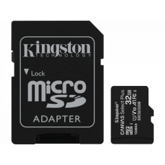 32GB Kingston microSD Class10 UHS-I  U1 V10  A1 + SD adapter Canvas Select Plus, Up to: 100MB/s
