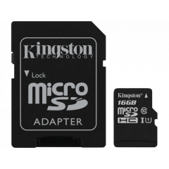 16GB Kingston microSD Class10 UHS-I + SD adapter Canvas Select, Up to: 80MB/s  SDCS/16GB