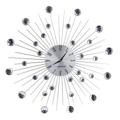 Clock Wall Esperanza BOSTON  EHC002 Grey,  50 cm, decorated with diamonds (acrylic glass), Aluminium clock surface, Quiet movement, hook for easy inst