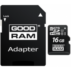 16GB GoodRAM micro SDHC Class10 UHS-I + SD adapter, M1AA-0160R12