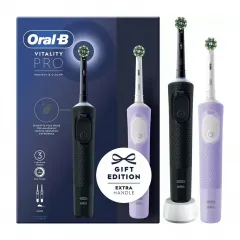 Электрическая зубная щетка Oral-B Vitality PRO DUO Cross Action, Чёрный Фиолетовый