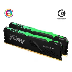 Оперативная память Kingston FURY Beast RGB, DDR4 SDRAM, 3000 MГц, 16Гб, KF430C15BBAK2/16