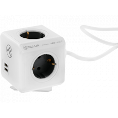 Prelungitor PowerCube, 4 x outlets, 2 x USB ports, 1.5m, Tellur White  TLL151111