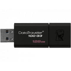 128GB  USB3.1  Kingston DataTraveler 100 G3 Black  (Read 100 MByte/s, Write 12 MByte/s)  DT100G3/128GB