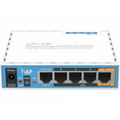 MikroTik RouterBOARD hAP,  Wireless Router, 2.4GHz Dual chain, AP/Bridge/Station/WDS, 802.11b/g/n, 1 WAN + 4 LAN, USB port for 3G/4G modem, internal a