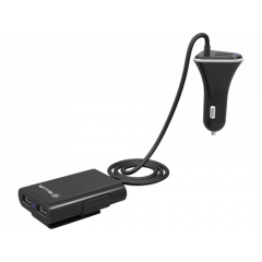 USB Car Charger - Tellur, 4xUSB (QC 2.4A), Cable length 1.8m, Black  TLL151141