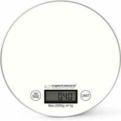 Kitchen Scale Esperanza MANGO EKS003W White  Touch buttons, Maximum capacity: 5000g, Division: 1g, Four units of measure: g /lb/oz/kg, Tare Function,
