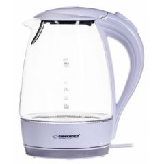 Kettle Esperanza SALTO ANGEL EKK011W  Glass White with LED light, 2200W, 1,7l, concealed heating element, 360° swivel base, auto shut-off after boilin