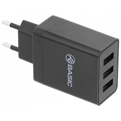 Universal Home Charger Tellur Basic HC302, 3xUSB (2.4A + 2.4A + 2.4A), 30W, Input: 100/240V, Black  TLL151221