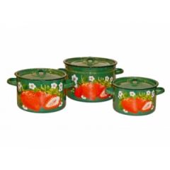 Набор кастрюль (3L/4,5L/7L) Клубника садовая изумруд 1с112-9