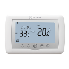 Thermostat WiFi Tellur for Central Heating, WiFi IEEE 802.11b/g/n, Compatibility with Android 4.1 / iOS 8 or higher, Wired Receiver,Wall Mounted, Whit