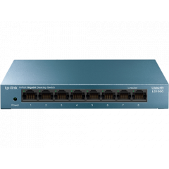TP-LINK LS108G  8-Port Gigabit Desktop Switch, 5 10/100/1000Mbps RJ45 ports, steel case, Green Technology