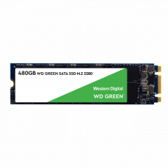 M.2  SSD 480GB  Western Digital Green , SATA 6Gb/s, Type 2280 , Read: 545 MB/s, Write: 480 MB/s, 3D NAND TLC,  WDS480G2G0B