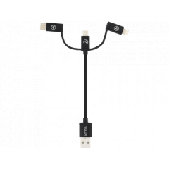 Cable 3 in 1, USB - MicroUSB / Lightning / USB Type-C, 10cm, Tellur Black   TLL155343