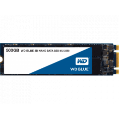 M.2  SSD 500GB  Western Digital Blue , SATA 6Gb/s, Type 2280 , Read: 560 MB/s, Write: 530 MB/s, 3D NAND TLC,"WDS500G2B0B"
